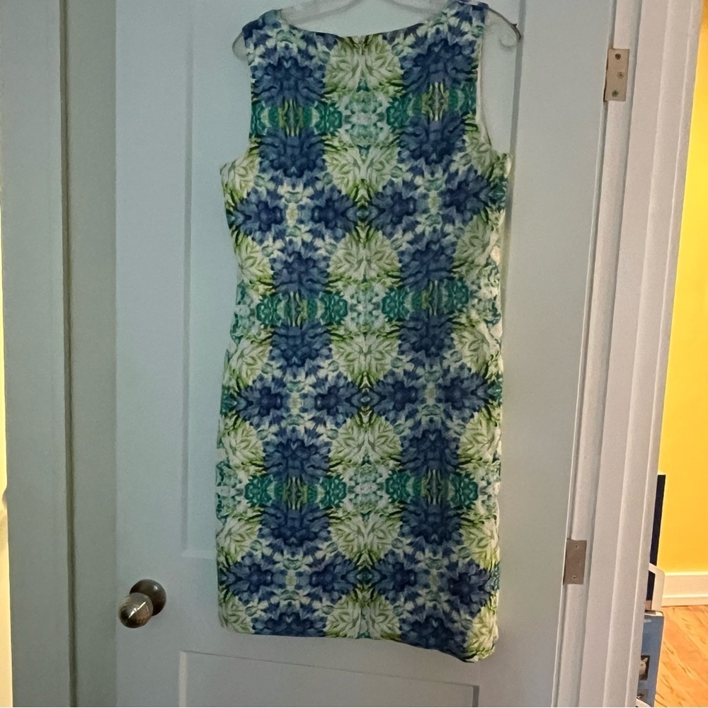 NWOT Floral Wisteria Purple White and Green Cotton Midi Shift Dress